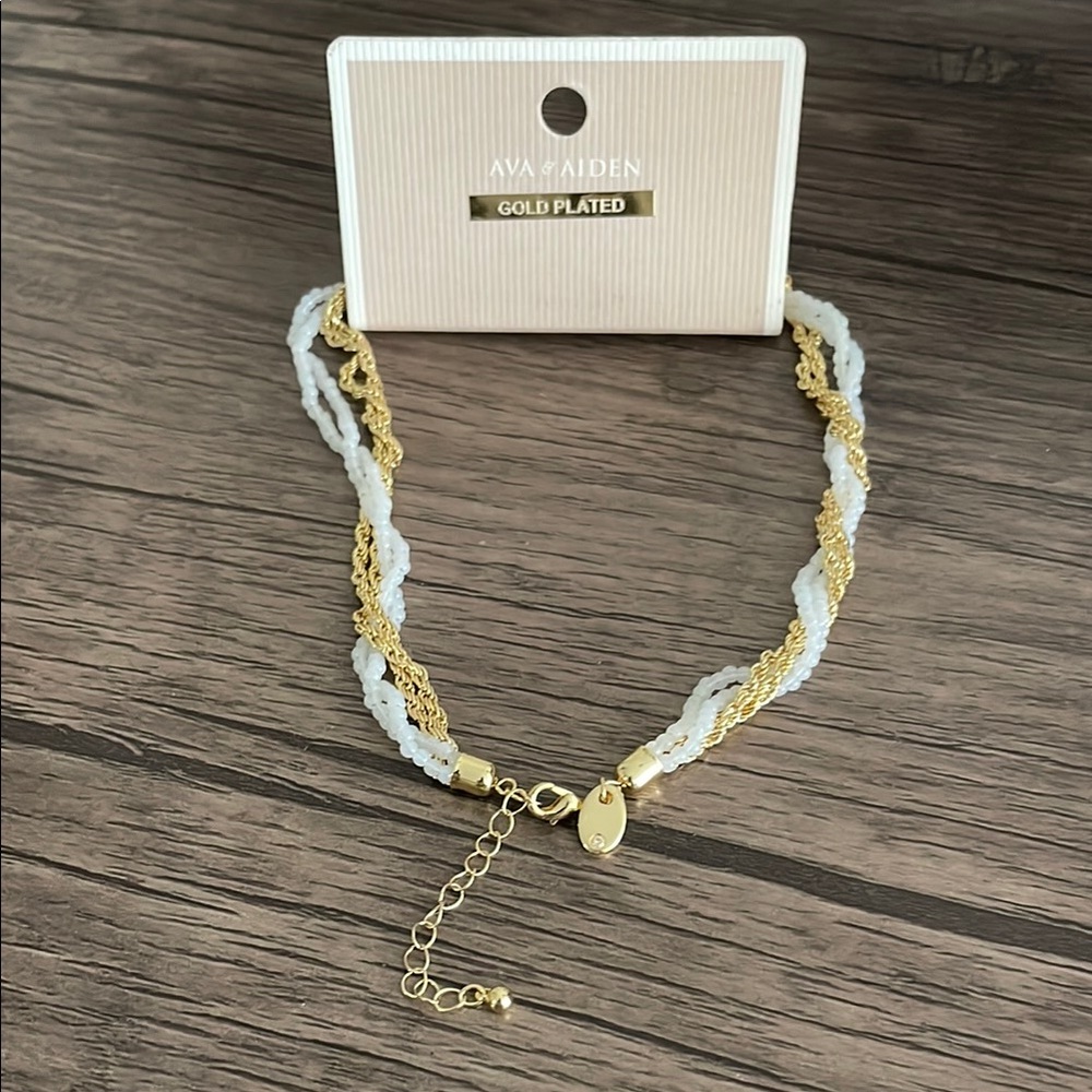 Gold Plated White and Gold Necklace